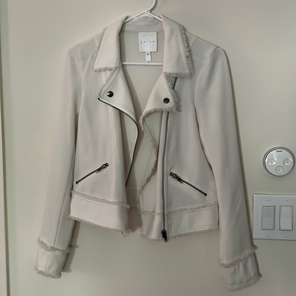 Leith White Lightweight “Moto” Jacket